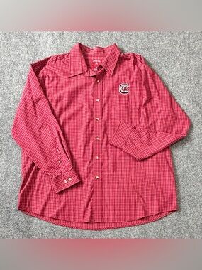 Antigua South Carolina Gamecocks Shirt Mens XL Red Plaid Button Up